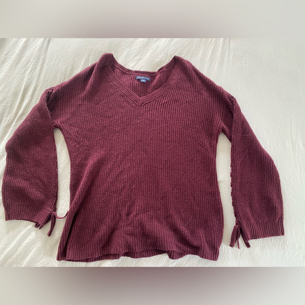 American Eagle Outfitters Maroon Crew Neck Sweater